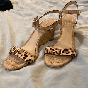 Sz 10 Antonio Melani cork and leopard print wedges